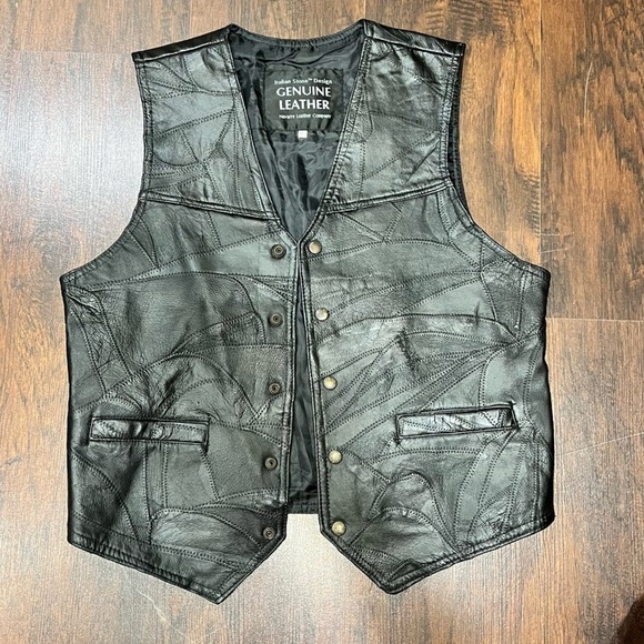 Navarre Leather Company Vintage Quilted Leather Vest in Black Medium 90s 80s - Picture 4 of 16